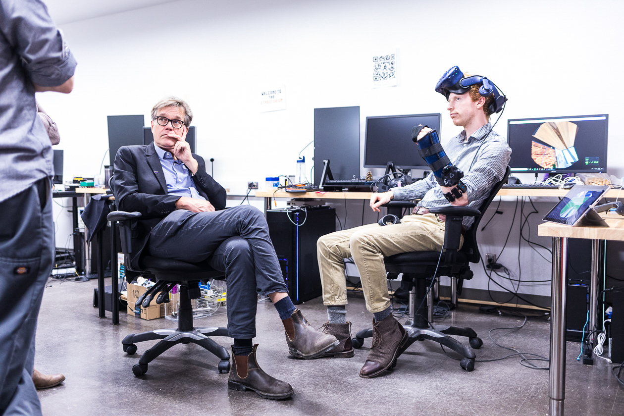 Per sitting in a lab speaking with researchers