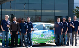 EcoCAR2 team in front of EcoCAR demo