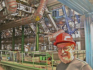 photo, Colin Daly in the ATLAS cavern at CERN
