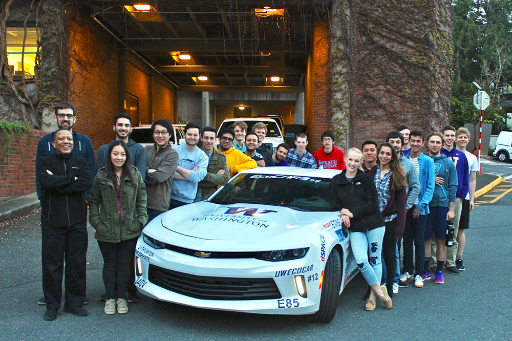 EcoCAR students with their modified Camaro