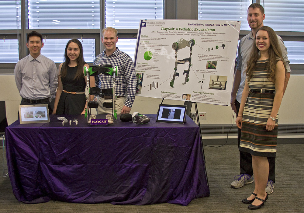 The PlayGait team standing with their device