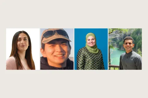 A collage of four faculty members portraits