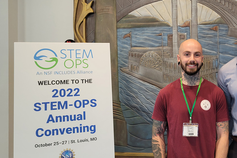 A photo of student Raymond Haug at the 2022 STEM-OPS annual meeting.