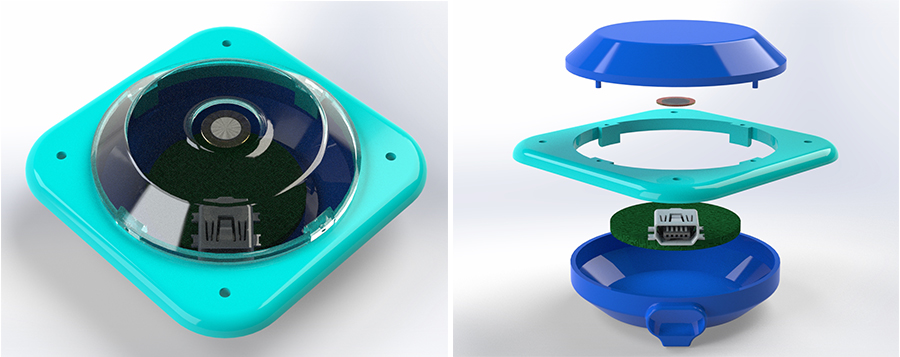 Two rendering illustrations of a small movement sensor